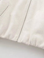 Plus Size Casual Fleece Zip-Up Bomber Jacket.