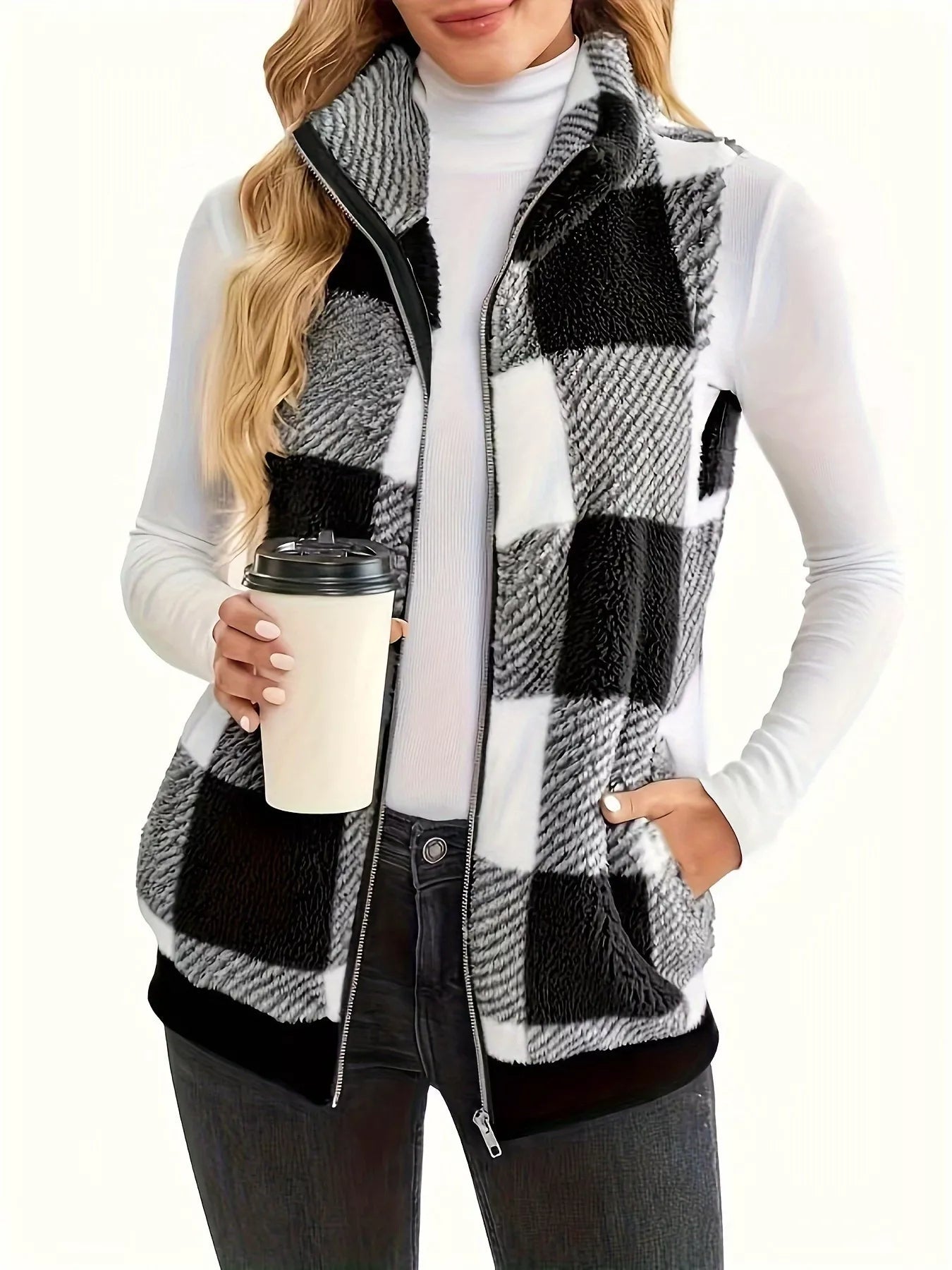 Plus size plaid vest stylish and comfortable outerwear for casual or formal occasions