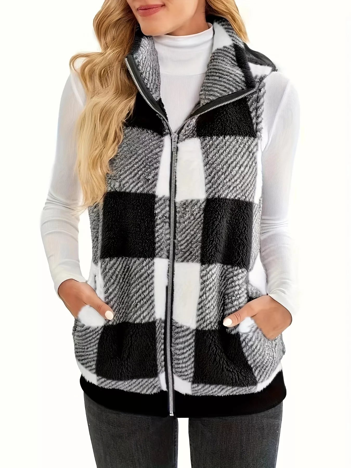 Plus size plaid vest stylish and comfortable outerwear for casual or formal occasions