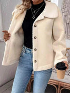 Plus Size Fleece Button-Down Outerwear.