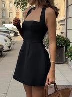 Elegant plus size halter neck mini dress, perfect for stylish and comfortable occasions