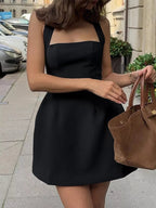 Elegant plus size halter neck mini dress, perfect for stylish and comfortable occasions