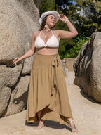 Plus size high-low skirt showcasing elegant design and comfortable fit for stylish wardrobe choices