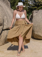 Plus size high-low skirt showcasing elegant design and comfortable fit for stylish wardrobe choices
