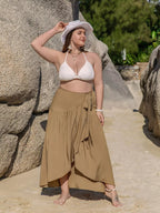 Plus size high-low skirt showcasing elegant design and comfortable fit for stylish wardrobe choices