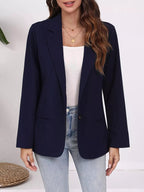 Plus Size Lapel Collar Single-Button Blazer.