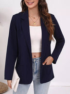 Plus Size Lapel Collar Single-Button Blazer.