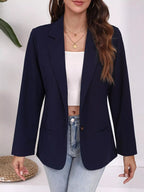 Plus Size Lapel Collar Single-Button Blazer.