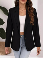 Plus Size Lapel Collar Single-Button Blazer.