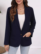 Plus Size Lapel Collar Single-Button Blazer.