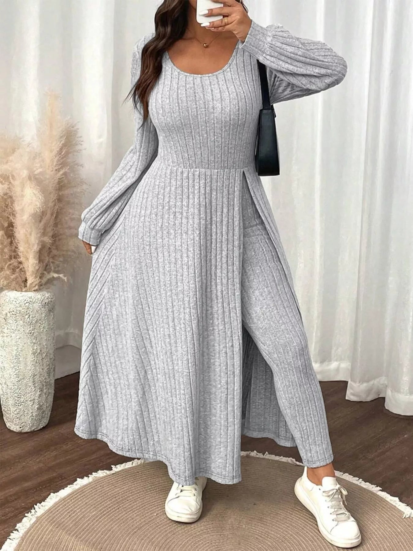 Plus size ribbed knit leggings dress combining comfort and style for versatile wardrobe essentials.