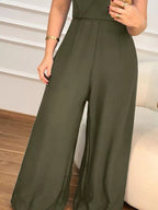 Elegant plus size wide leg jumpsuit, stylish and comfortable fashion choice