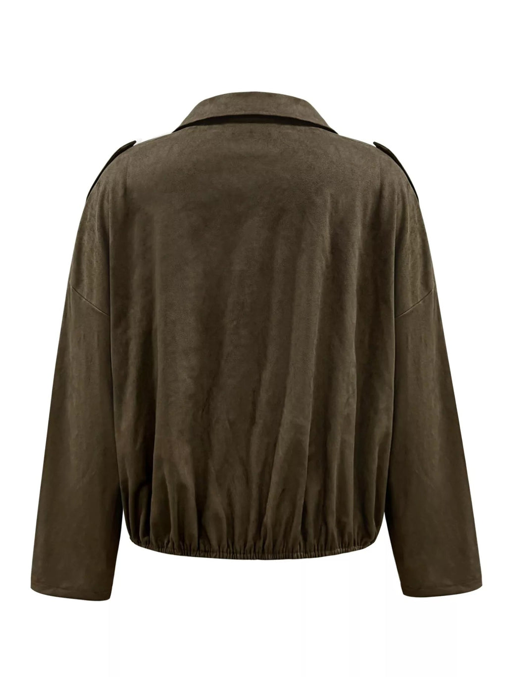 Plus Size Suede Cropped Bomber Jacket.