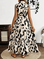 Printed Tie Waist Sleeveless Maxi Dress.