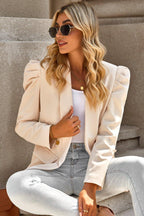Puff Sleeve Shawl Collar Blazer.