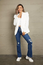 Puff Sleeve Shawl Collar Blazer.