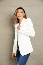 Puff Sleeve Shawl Collar Blazer.