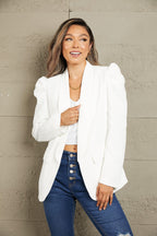 Puff Sleeve Shawl Collar Blazer.