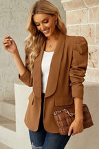 Puff Sleeve Shawl Collar Blazer.