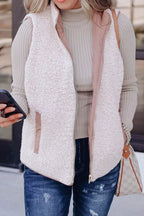 Quilted Sherpa-lined vest providing warmth and style, perfect for cold weather layering