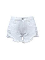 High waist denim shorts offering a stylish and comfortable summer fashion choice for women