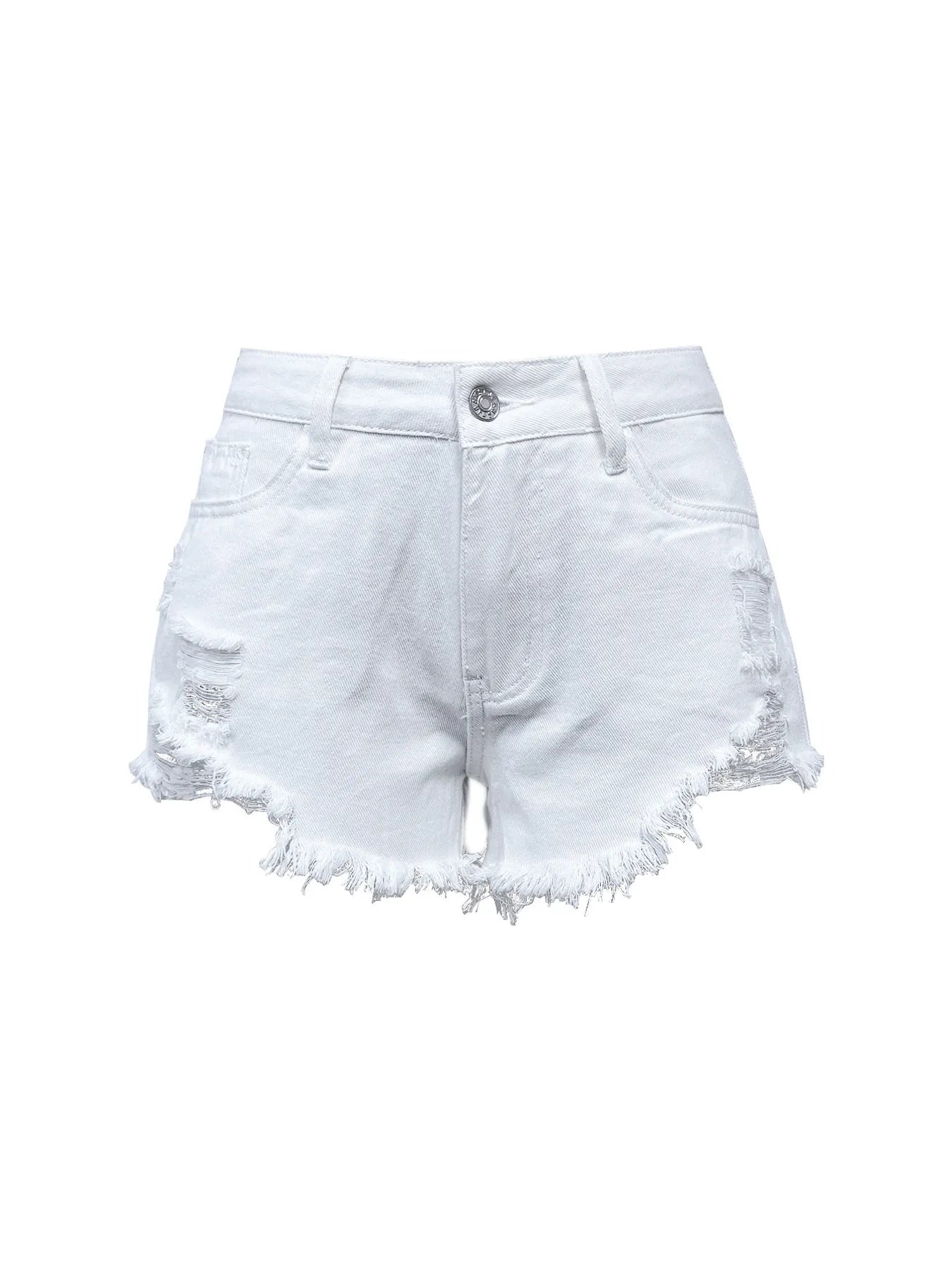 High waist denim shorts offering a stylish and comfortable summer fashion choice for women