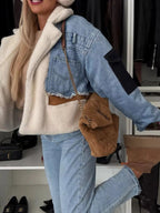 Raw Hem Sherpa Lined Denim Jacket.