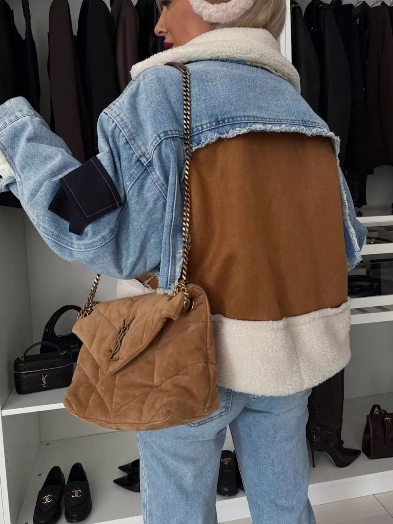 Raw Hem Sherpa Lined Denim Jacket.