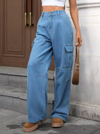 Comfortable cargo jeans designed for durability and everyday wear, offering both style and comfort.