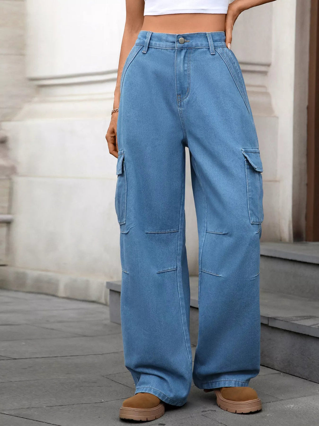 Comfortable cargo jeans designed for durability and everyday wear, offering both style and comfort.