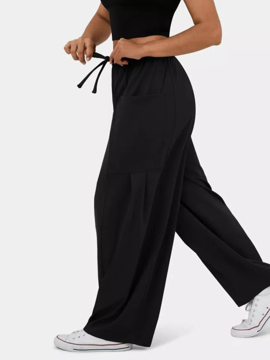 Relaxed fit drawstring pants offering comfort and style for casual and formal wear, ideal for everyday use.