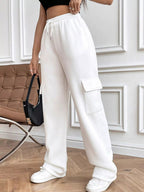 Comfortable relaxed fit pants featuring a drawstring waist for adjustable and stylish wear