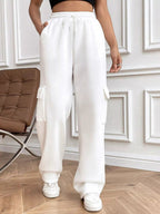 Comfortable relaxed fit pants featuring a drawstring waist for adjustable and stylish wear