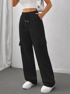 Comfortable relaxed fit pants featuring a drawstring waist for adjustable and stylish wear