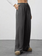 Relaxed fit wide leg pants offering comfort and style for a modern wardrobe.