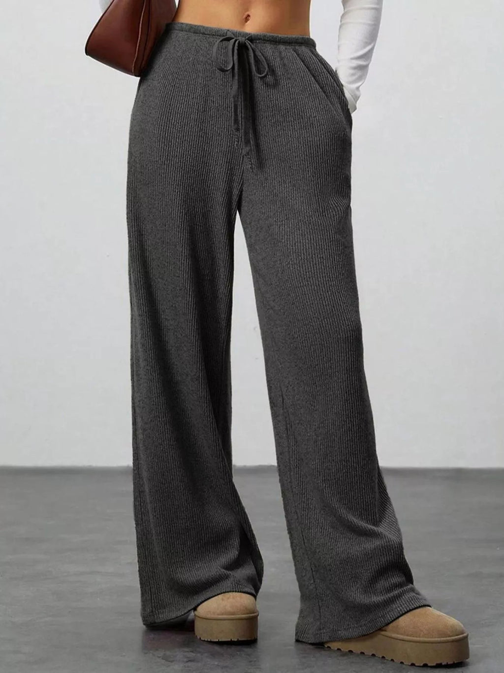 Relaxed fit wide leg pants offering comfort and style for a modern wardrobe.