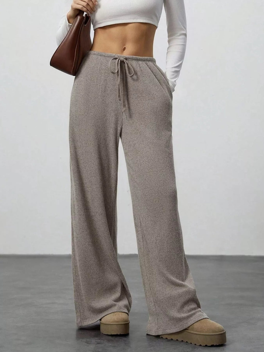 Relaxed fit wide leg pants offering comfort and style for a modern wardrobe.