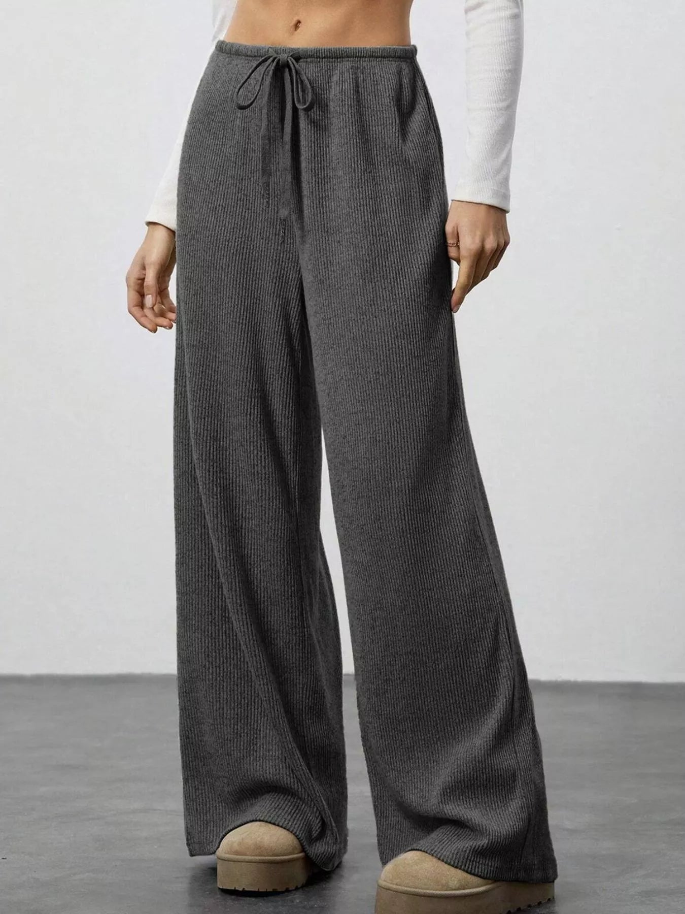 Relaxed fit wide leg pants offering comfort and style for a modern wardrobe.