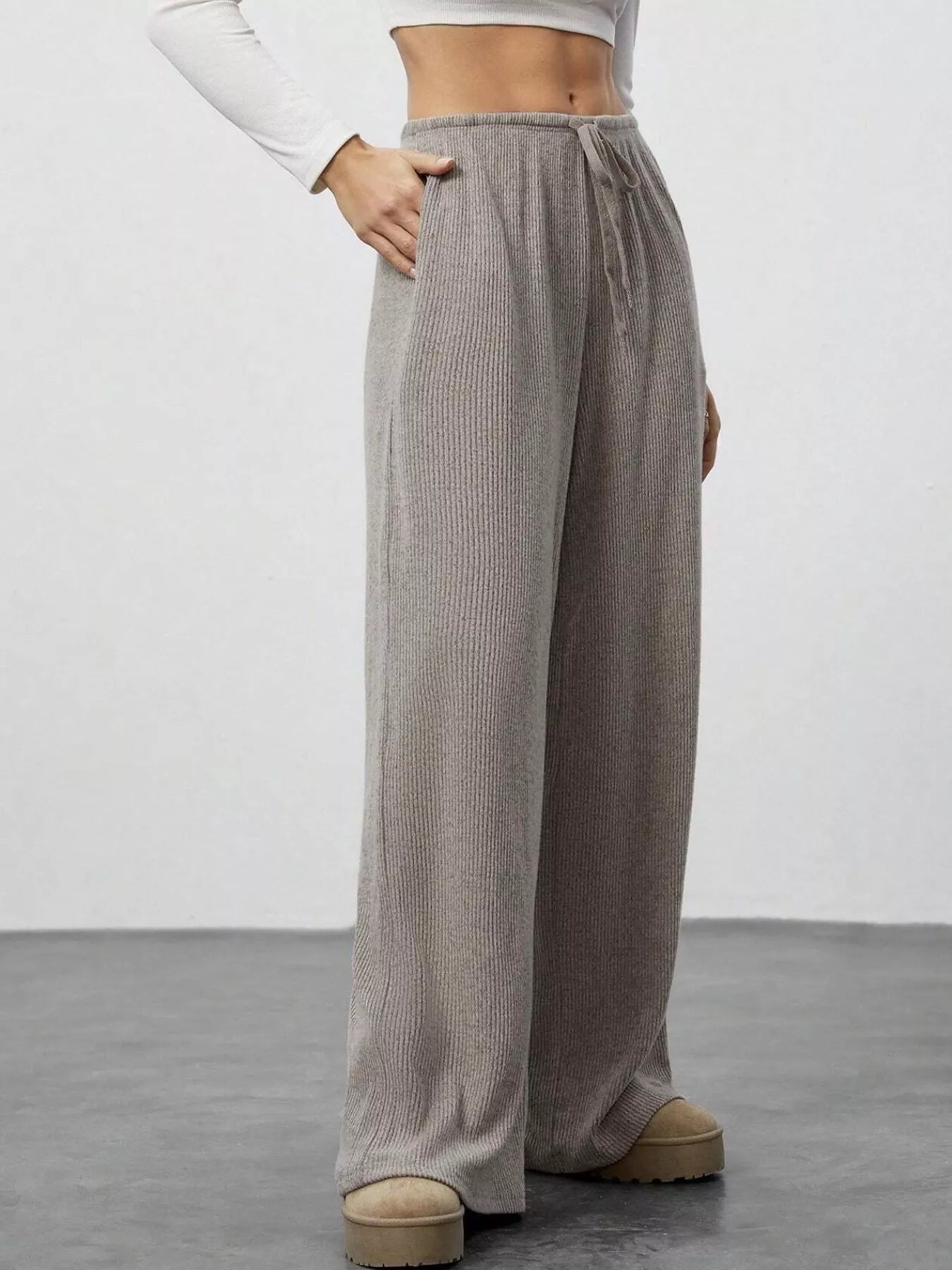 Relaxed fit wide leg pants offering comfort and style for a modern wardrobe.