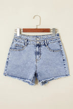 Stylish high waist denim shorts for modern casual wear, perfect for summer fashion and outdoor activities.