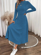 Ribbed Knit A-Line Midi Dress.