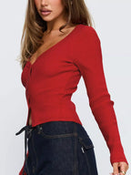 Ribbed Knit Button-Down Cardigan.