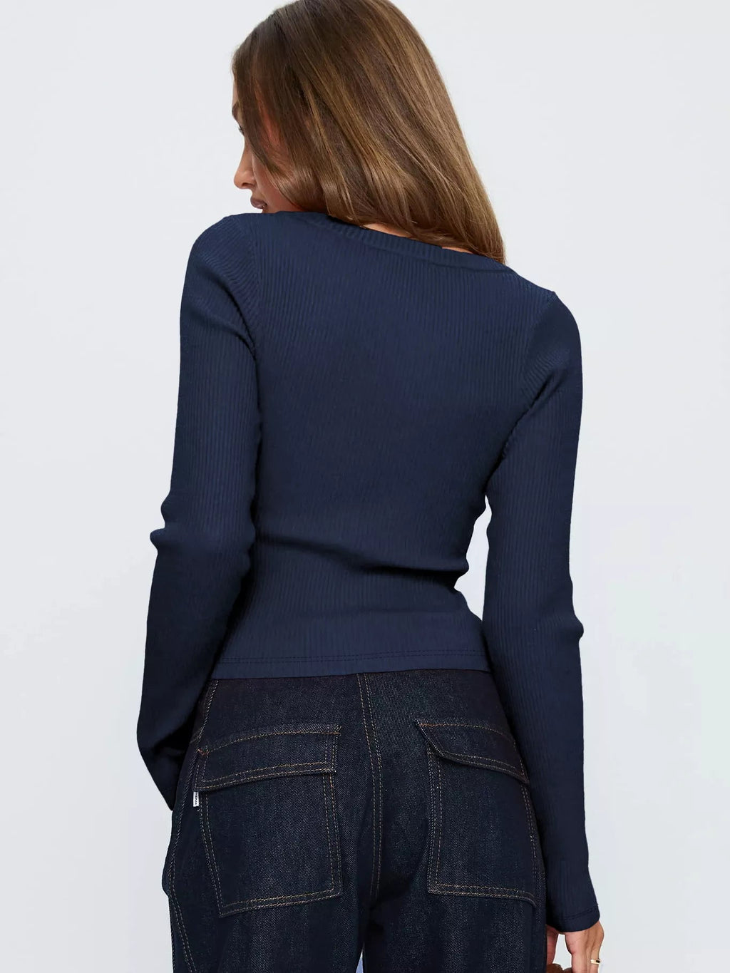 Ribbed Knit Button-Down Cardigan.