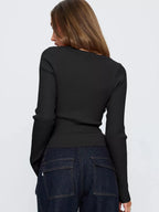 Ribbed Knit Button - Down CardiganCardigan