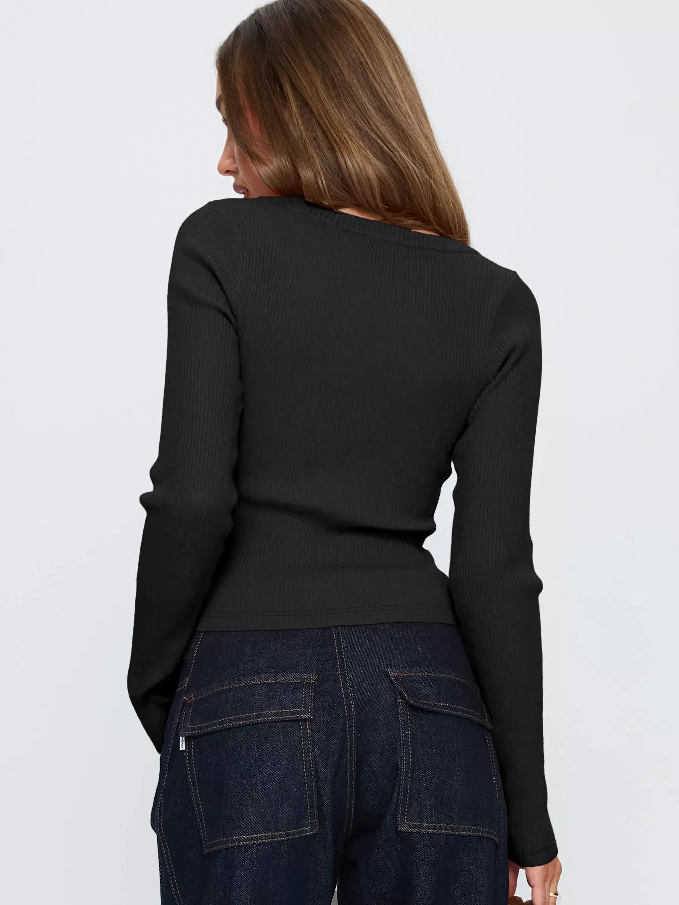 Ribbed Knit Button - Down CardiganCardigan