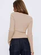 Ribbed Knit Button-Down Cardigan.