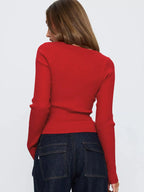 Ribbed Knit Button-Down Cardigan.