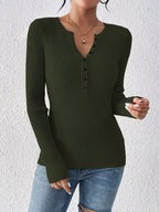 Ribbed Knit Button Front Knit TopKnit Tops
