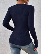 Ribbed Knit Button Front Knit TopKnit Tops