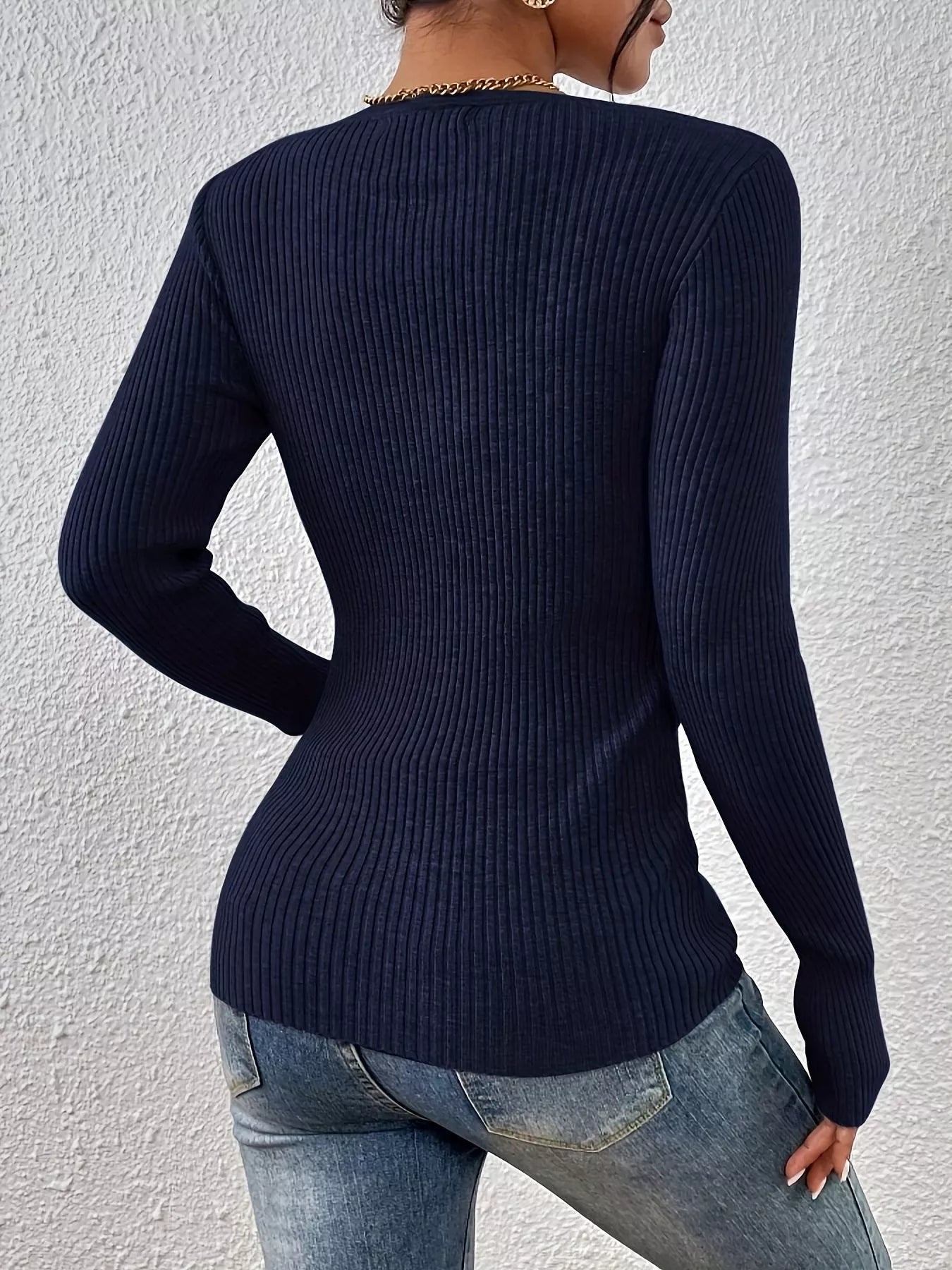 Ribbed Knit Button Front Knit TopKnit Tops